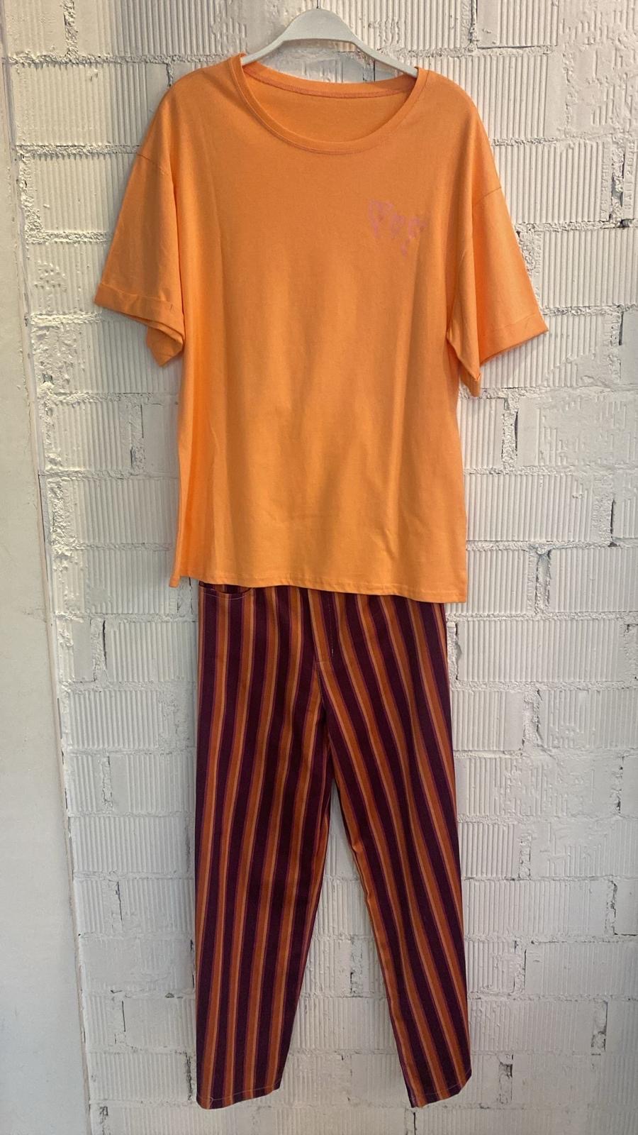 Pantalón rayas naranja/granate Pantalón rayas naranja/granate
