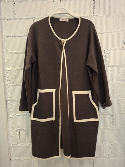 Home Chaqueta larga Gris con línea beige