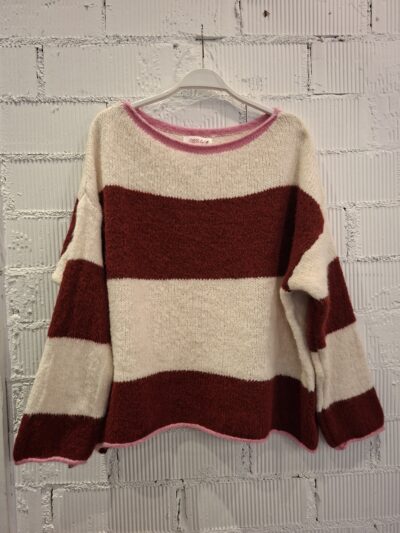 Home Jersey Beige a Rayas Burdeos
