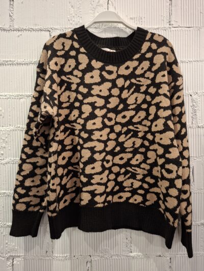 Home Jersey de punto negro Jaguar Animal Print