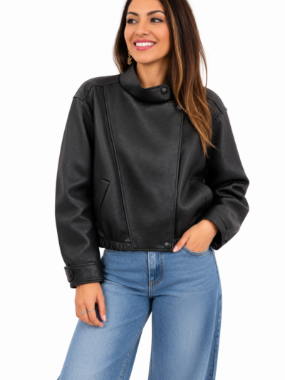 Home Cazadora Polipiel Negra
