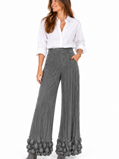Home Pantalón Gris Tablillas para Fiesta