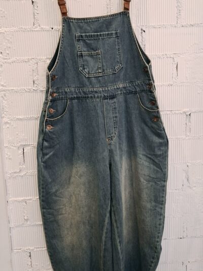 Home Peto Denim Corte Fluido con Tirantes Marrones