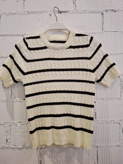 Home Jersey Beige a rayas azul marino de Manga corta