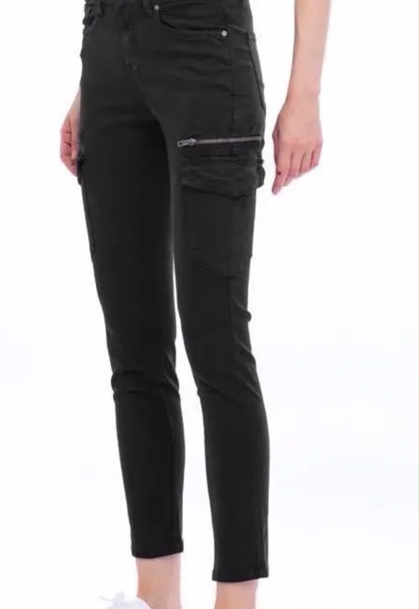 Pantalones Denim Negros Cargo Pantalones Denim Negros Cargo