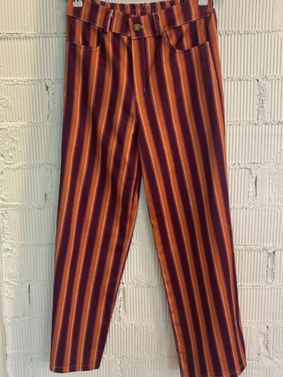 Pantalón rayas naranja/granate