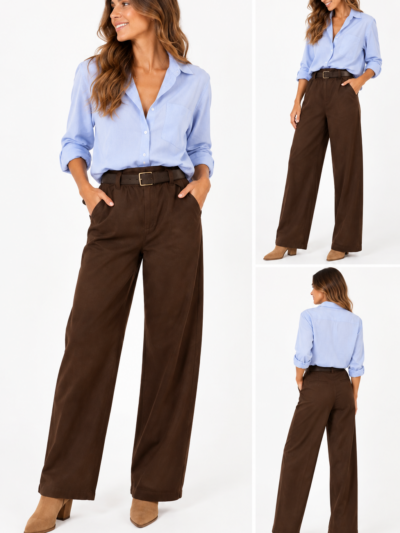 Home Pantalon marron con cinturon