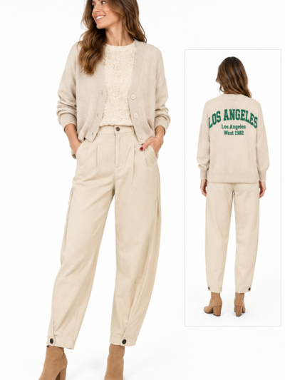 Home Pantalones Altos Beiges